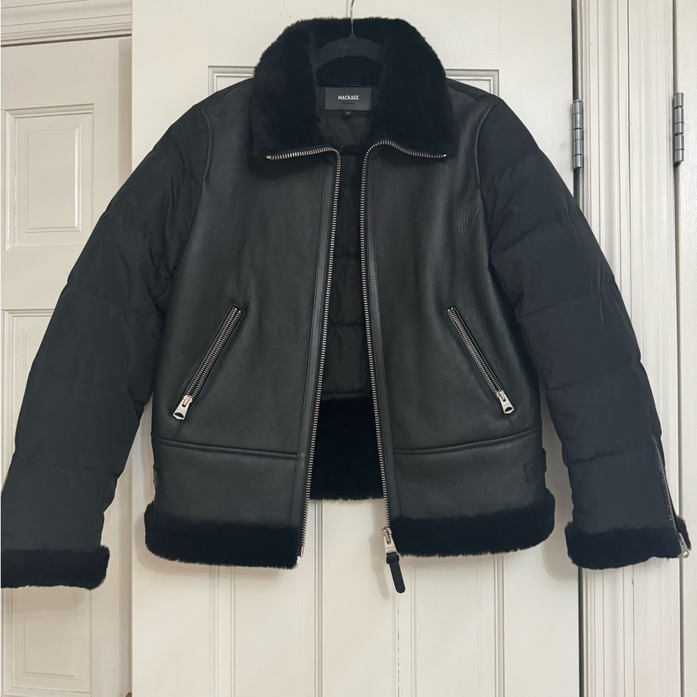 Mackage almost new down leather fur jacket